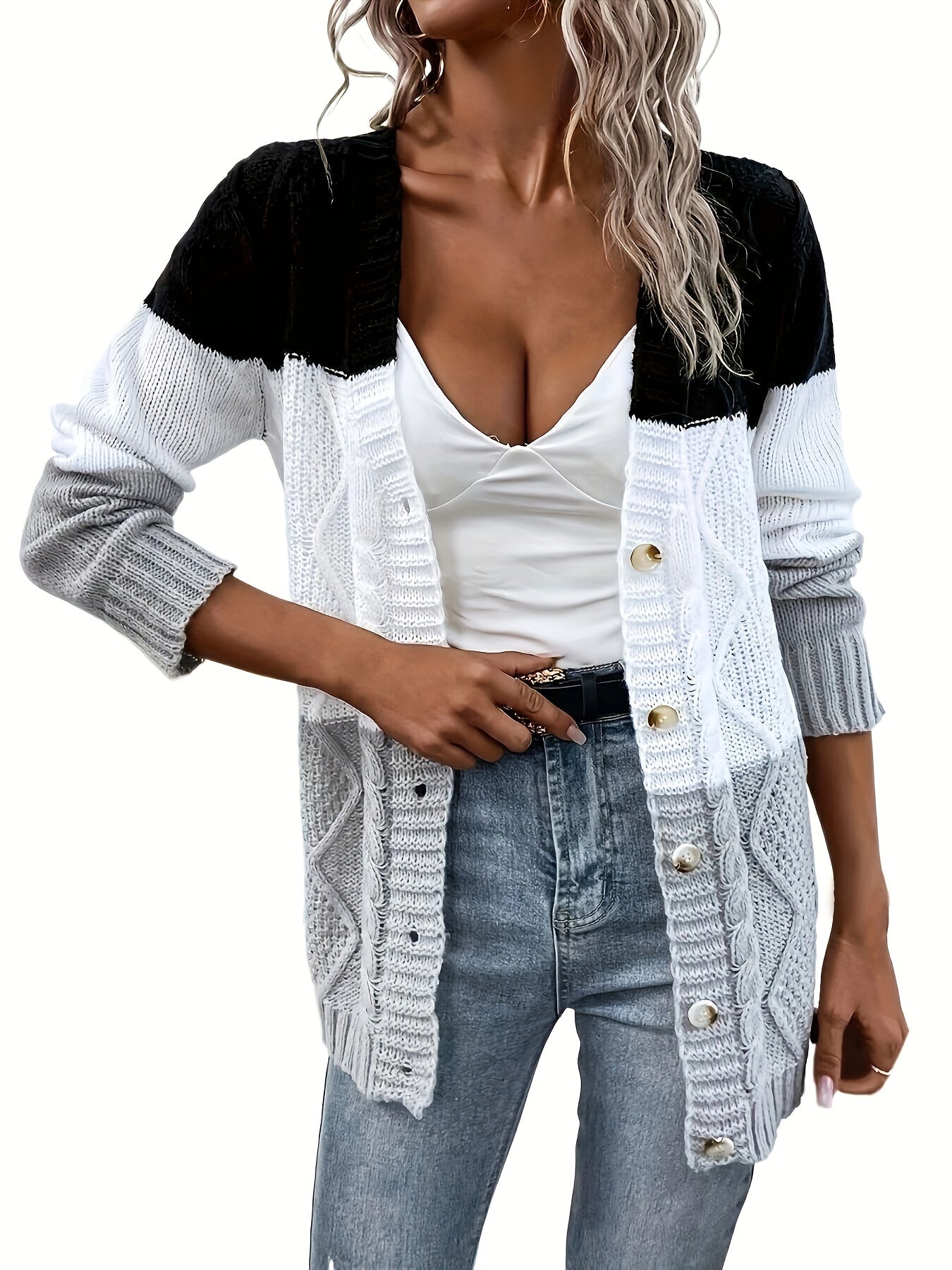 Casual Long Sleeve Cardigan For Spring & Fall Women's Clothing