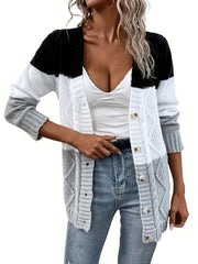 Casual Long Sleeve Cardigan For Spring & Fall Women's Clothing