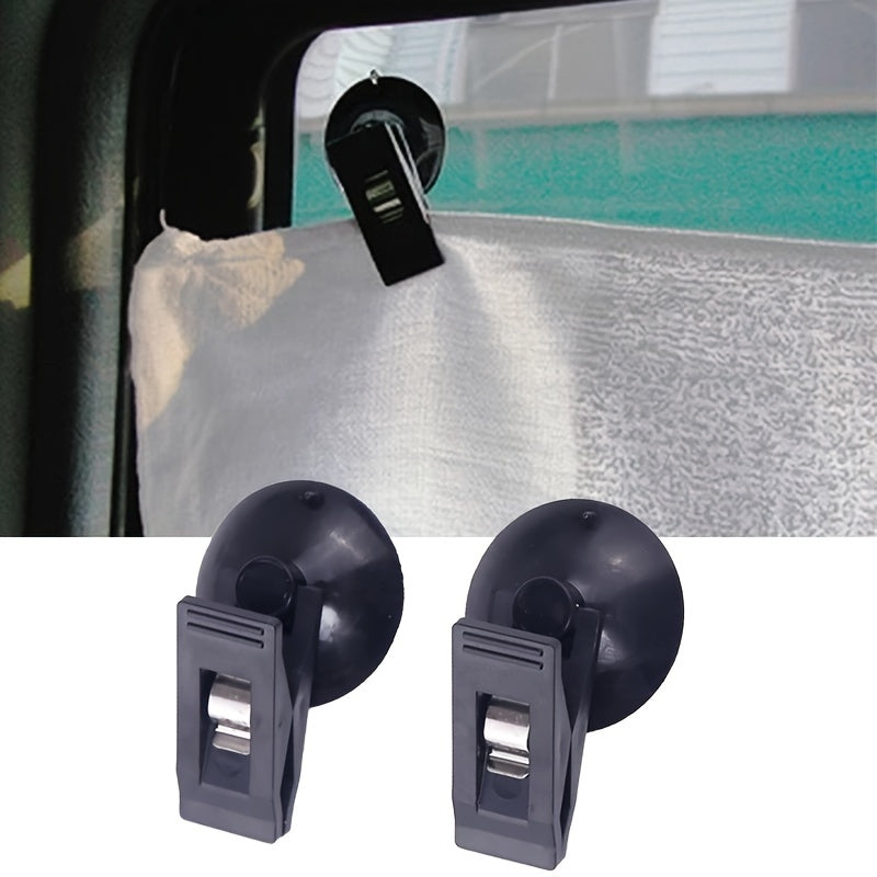 2pcs Car Suction Cup Clip Holder Sunshade Curtain Ticket Car Accessories