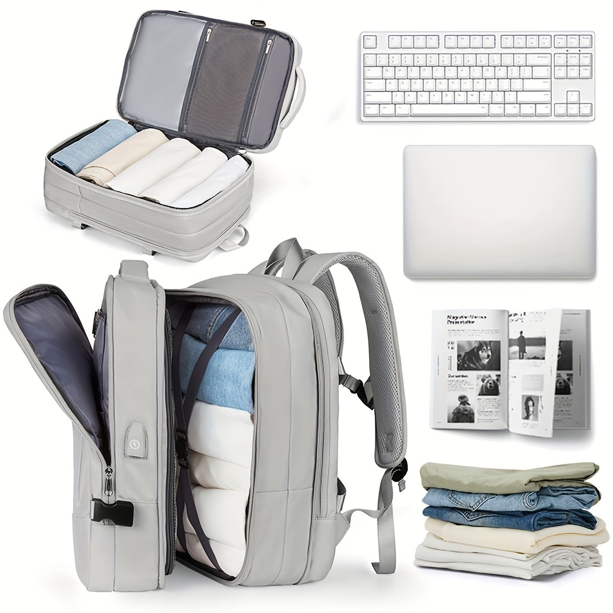 Large Capacity Solid Backpack for Students