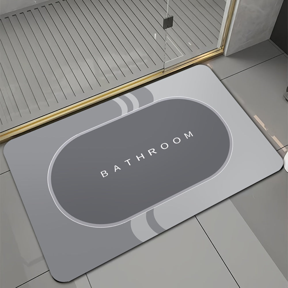 1pc Bathroom Mat Floor Mat Modern Rug Non Slip Absorbent Quick Dry Grey