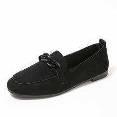 Metal Chain Decor Flat Loafers Women's Shoes