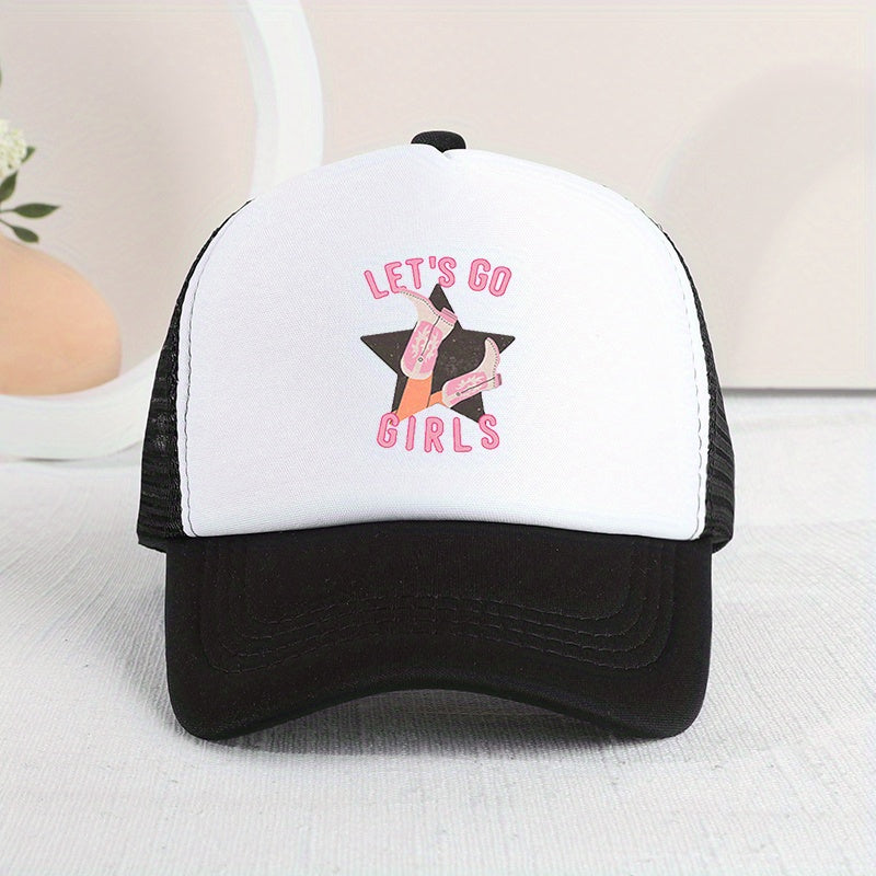 Kids Pink High Heels Mesh Baseball Cap Sunshade Trucker Hat