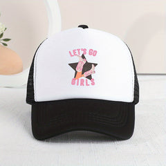 Kids Pink High Heels Mesh Baseball Cap Sunshade Trucker Hat