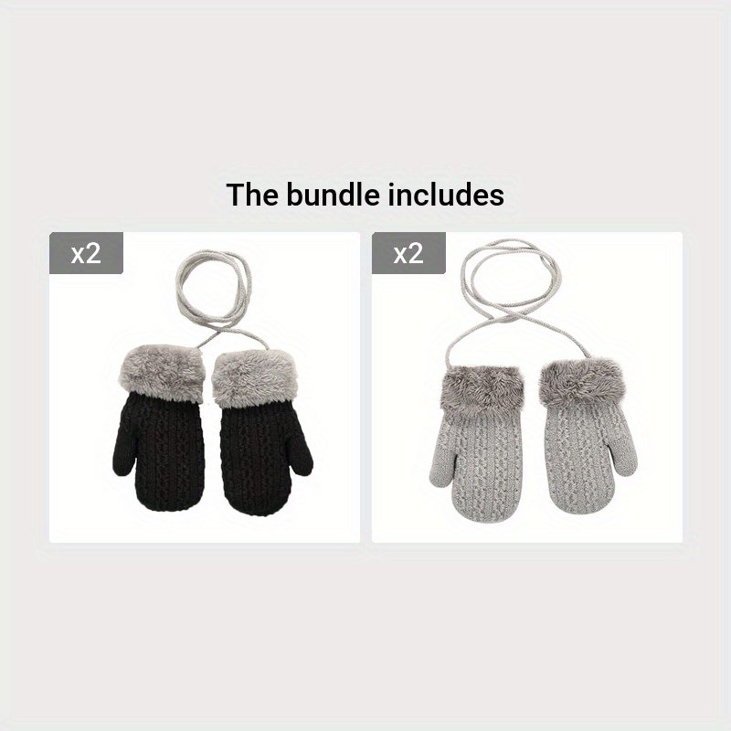 Kids Warm Knitted Gloves Double Layer Padded Thick Winter Outdoor Gloves