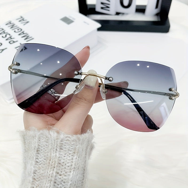 Ombre Rimless Sunglasses UV400 Sun Shades for Women