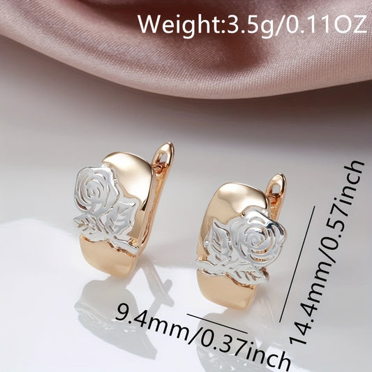 Rose Flower Earrings Women Golden&Silvery Daily Party Jewelry
