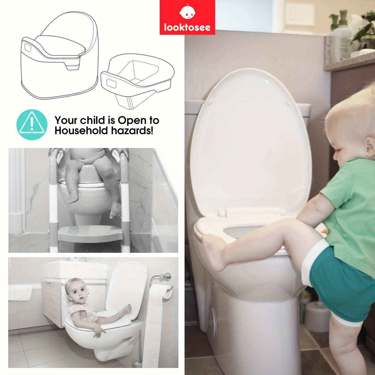 Baby Toilet Toddler Potty Training with Backrest Deep Bowl