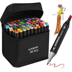 80 Coloring Pens Alcohol Markers Graffiti Pens with Bag
