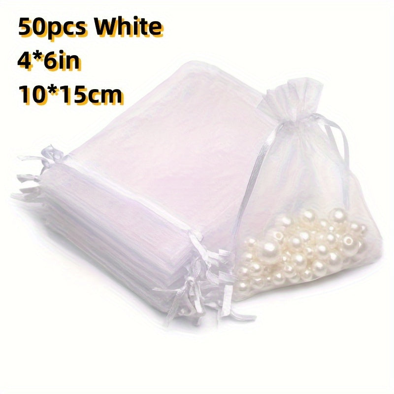 100pcs Mixed Organza Gift Bags Drawstring Party Favor Candy Packaging Bag