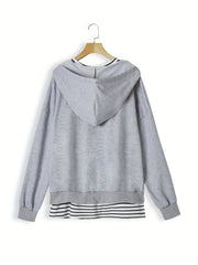 Women's Plus Solid Hoodie & Striped Tank Top Outfit