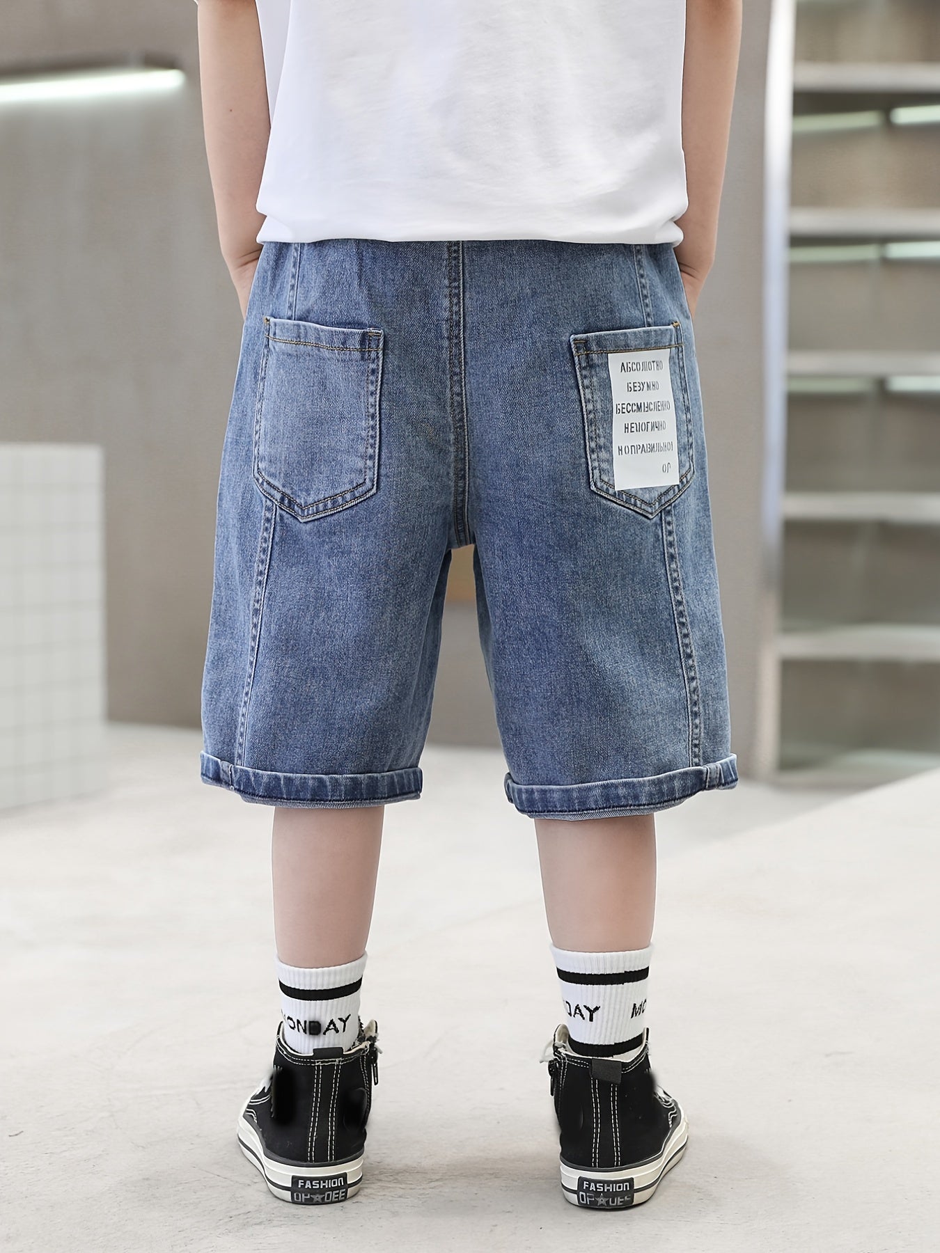 Kids' Denim Shorts with Distressed Finish