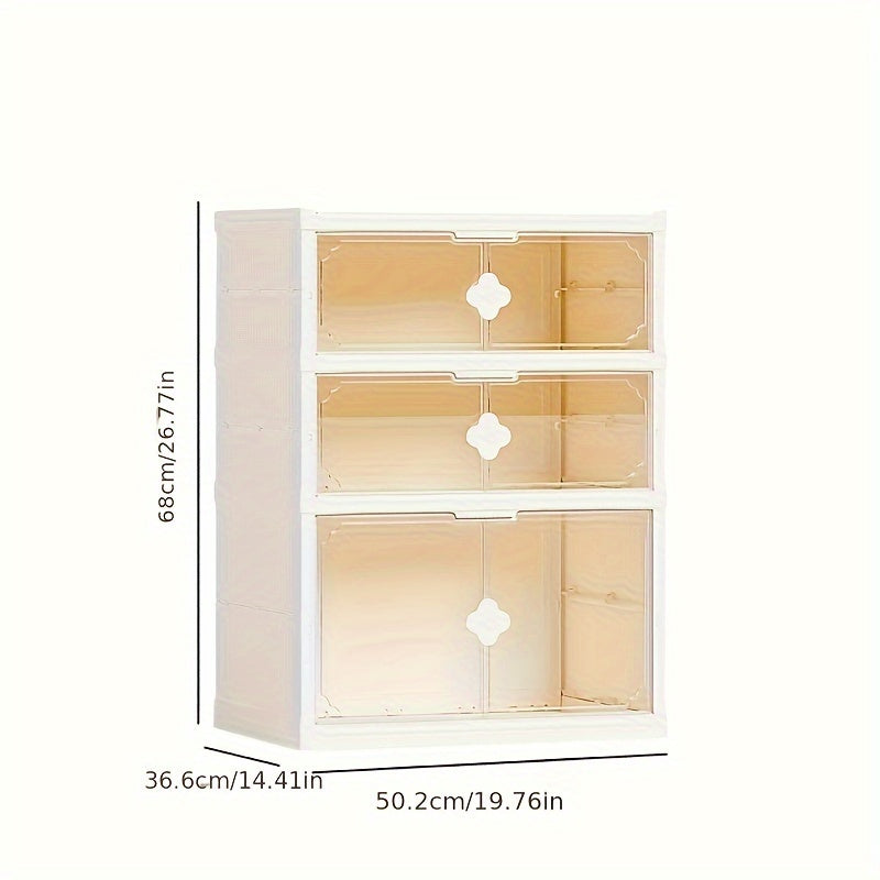 Foldable Shoe Rack with Door Plastic Storage Organizer