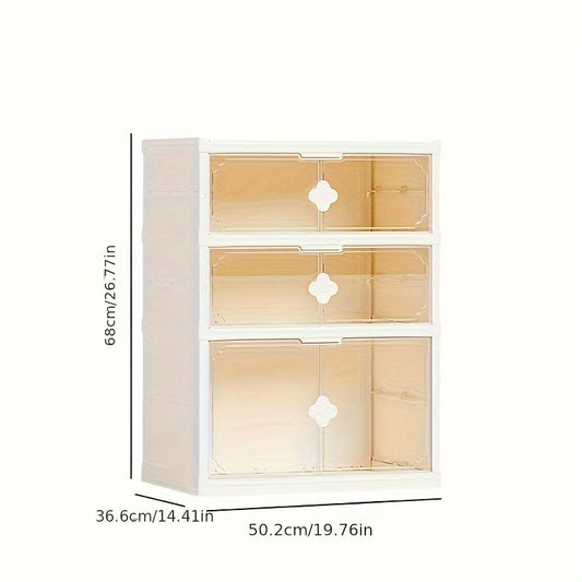 Foldable Shoe Rack with Door Plastic Storage Organizer