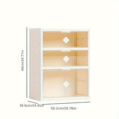 Foldable Shoe Rack with Door Plastic Storage Organizer
