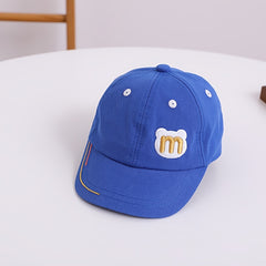 Kids Sunshade Baseball Cap w/ M Letter Bear Head, Adjustable, Breathable