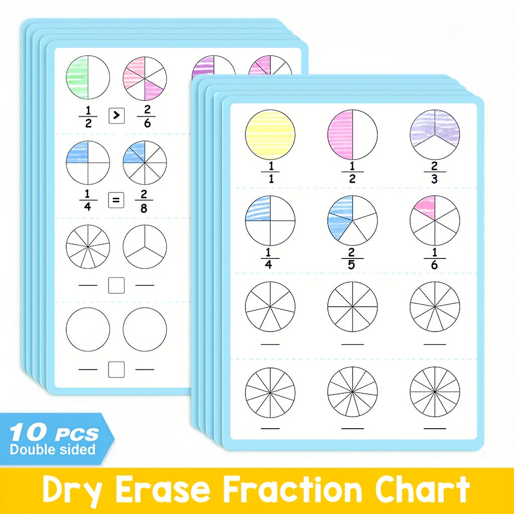 10 Pack COXCO Double Sided A4 Math Practice Papers Reusable Dry Erase Sheets