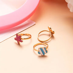 10pcs Cartoon Alloy Ring Holiday Party Girls Accessories