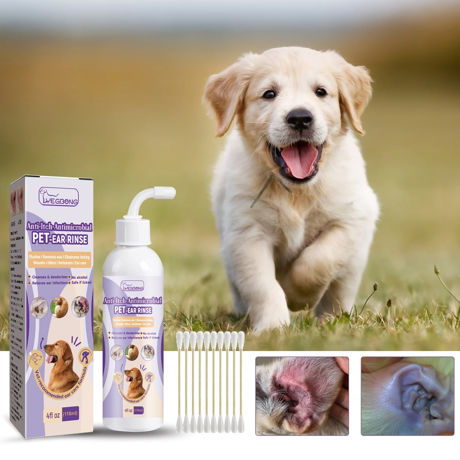 Dog Ear Cleaner Ear Wash For Dogs & Cats - Ear Cleaning Solution