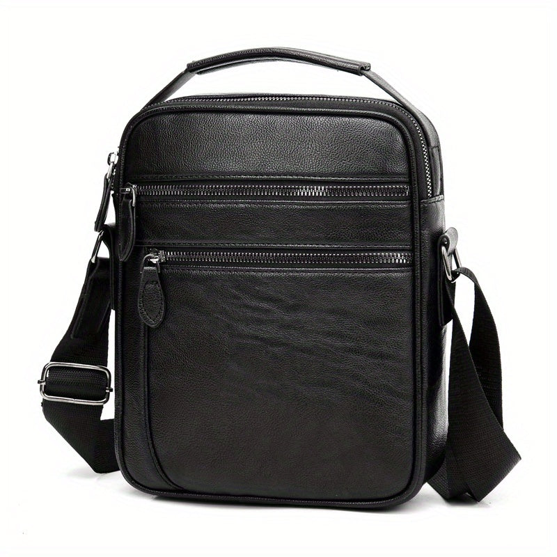 Men's Leather Crossbody Bag Shoulder Bag Multifunction Messenger