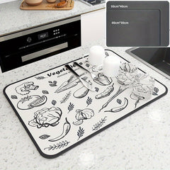 Rubber Dish Drying Mat Absorbent Drainer Mat Kitchen Supplies