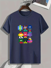 Men's Cartoon Doodles Pattern T shirt Active Slightly Stretch Tee