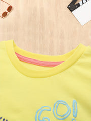 Girls Squirrel Print Short Sleeve T Shirt - Summer Top for Kids