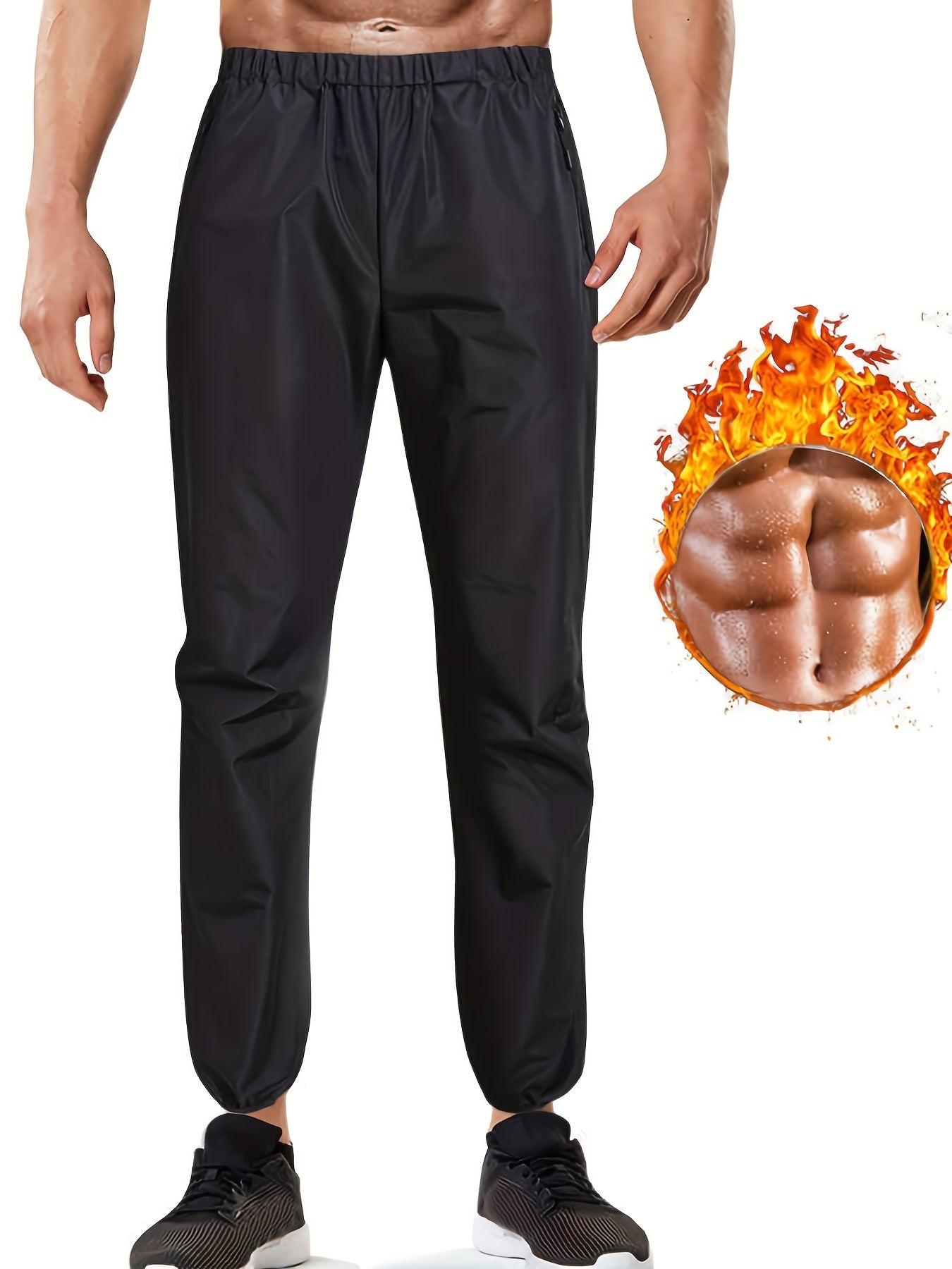 Men's Sauna Sports Pants Waterproof Loose Workout Pants