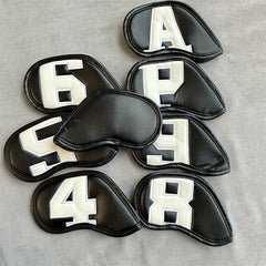8pcs PU Leather Golf Iron Head Covers with Creative Patterns