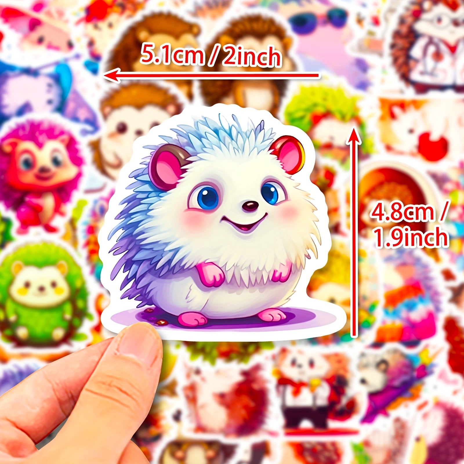 50pcs Hedgehog Stickers Waterproof DIY Friendly for Water Bottles Laptops Phones