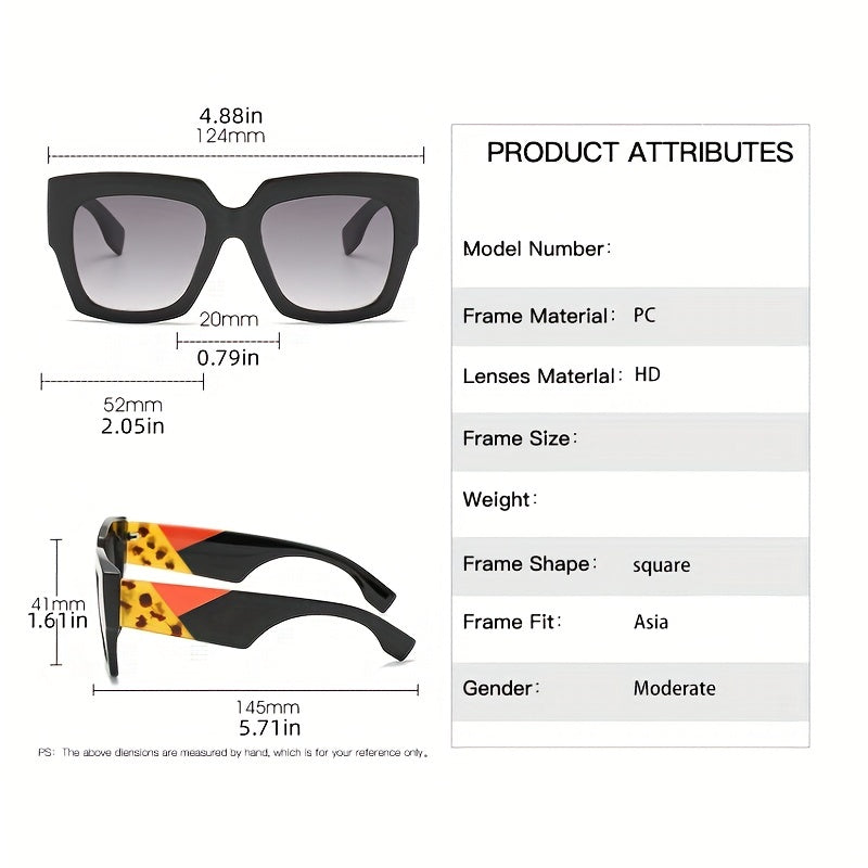 Y2K Oversized Square Sunglasses Retro Block Tortoiseshell UV400 Shades