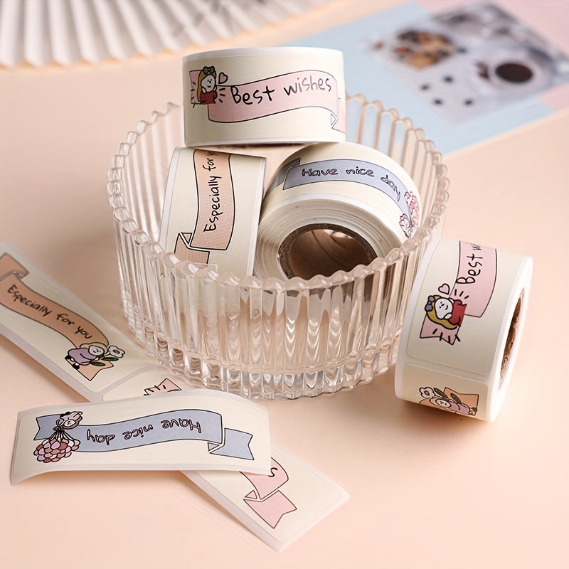 Thank You Theme Square Seal Stickers 120 PCS Roll