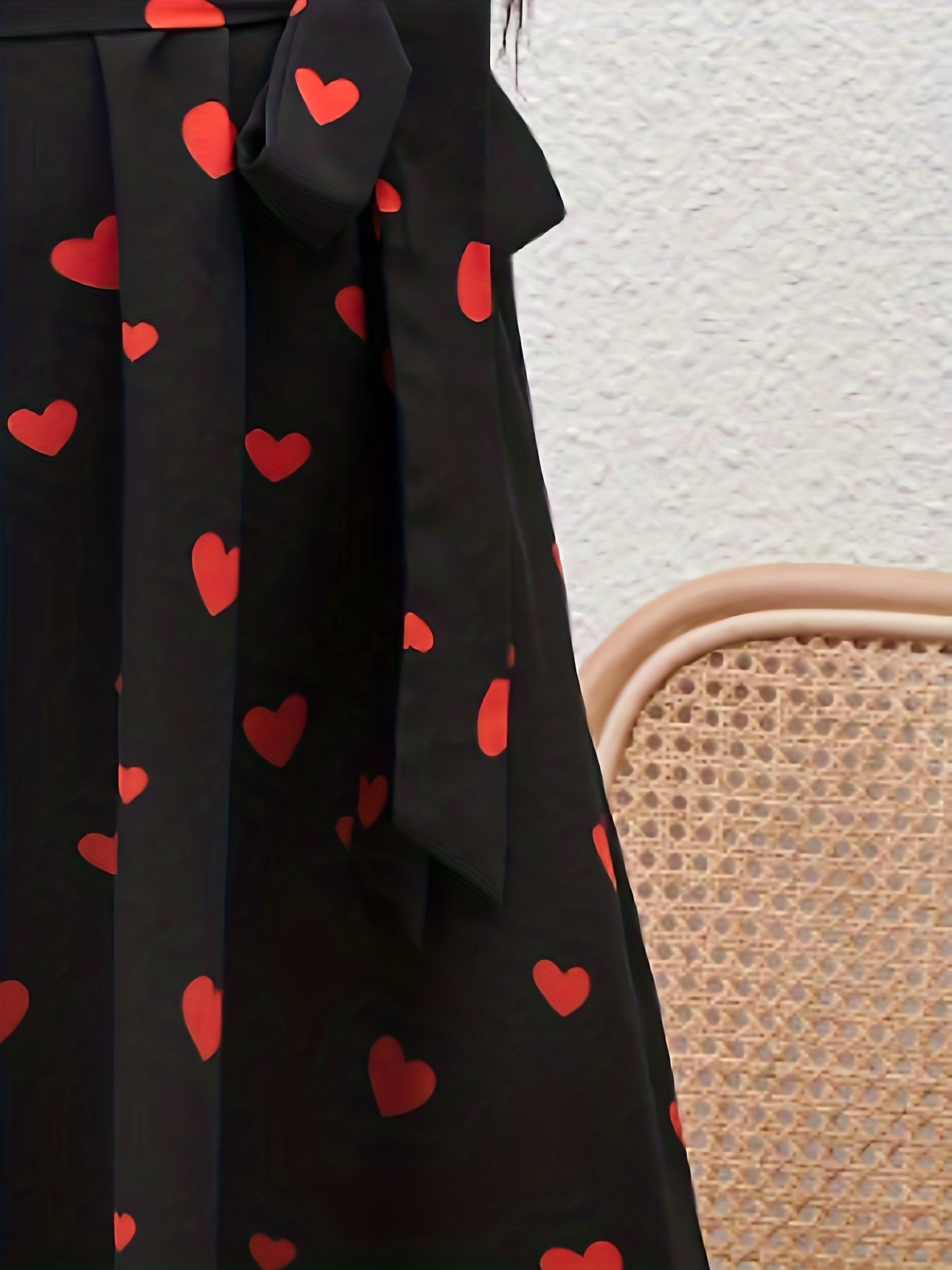  Heart Print Mini Tank Dress With Belt