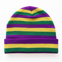 Knitted Striped Hats Purple Winter Cap