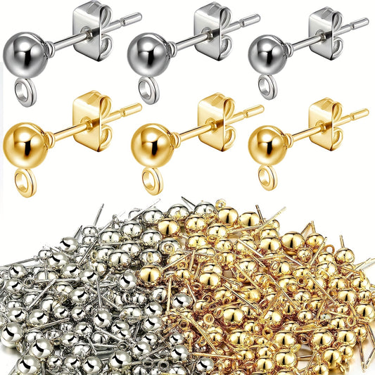20pcs Ball Post Earring Stud Set With Butterfly Earrings Pin Back