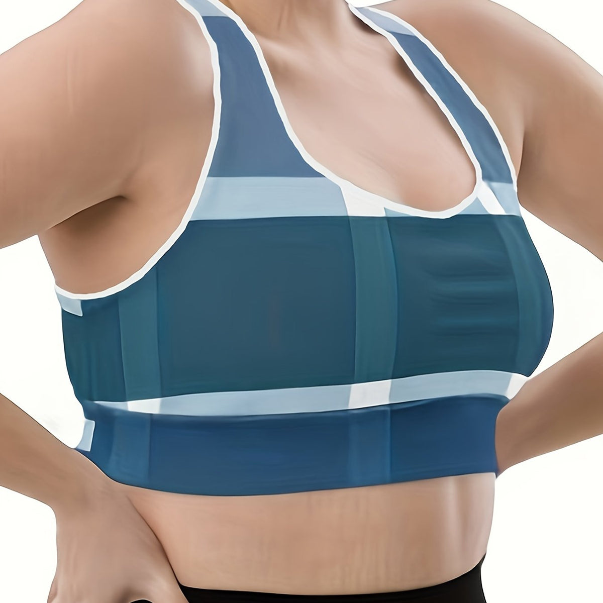  Sports Bra Women's Plus Geo Print Racer Back Bralette
