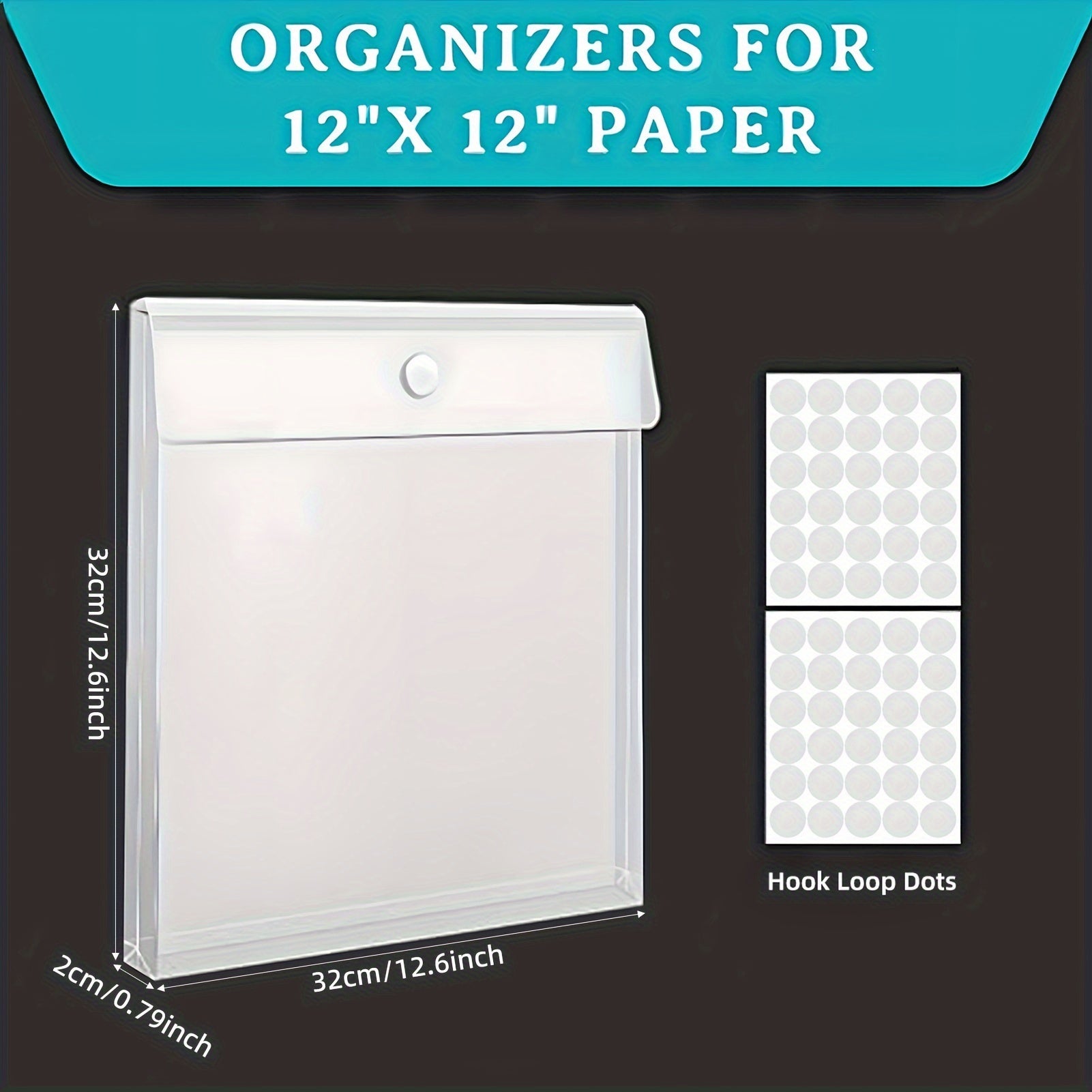 Scrapbook Paper Storage 12x12in Organizer with Hook And Loop Closure