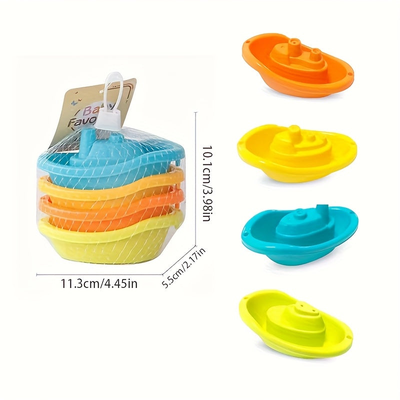 4pcs Bath Boats for Creative Stacking Play - Ideal for Indoor & Beach Use