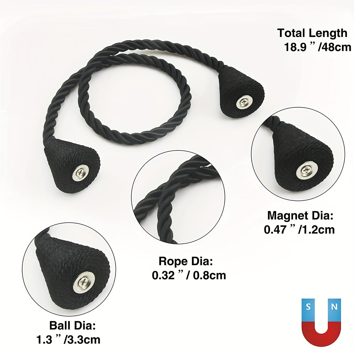 2pcs Magnetic Curtain Tiebacks Weave Holdbacks Easy to Use Stylish Home Decor