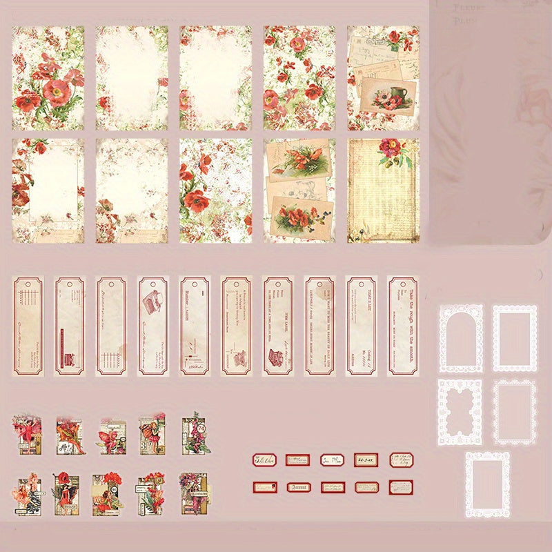 80pcs Retro Hand Account Book DIY Decoration Set