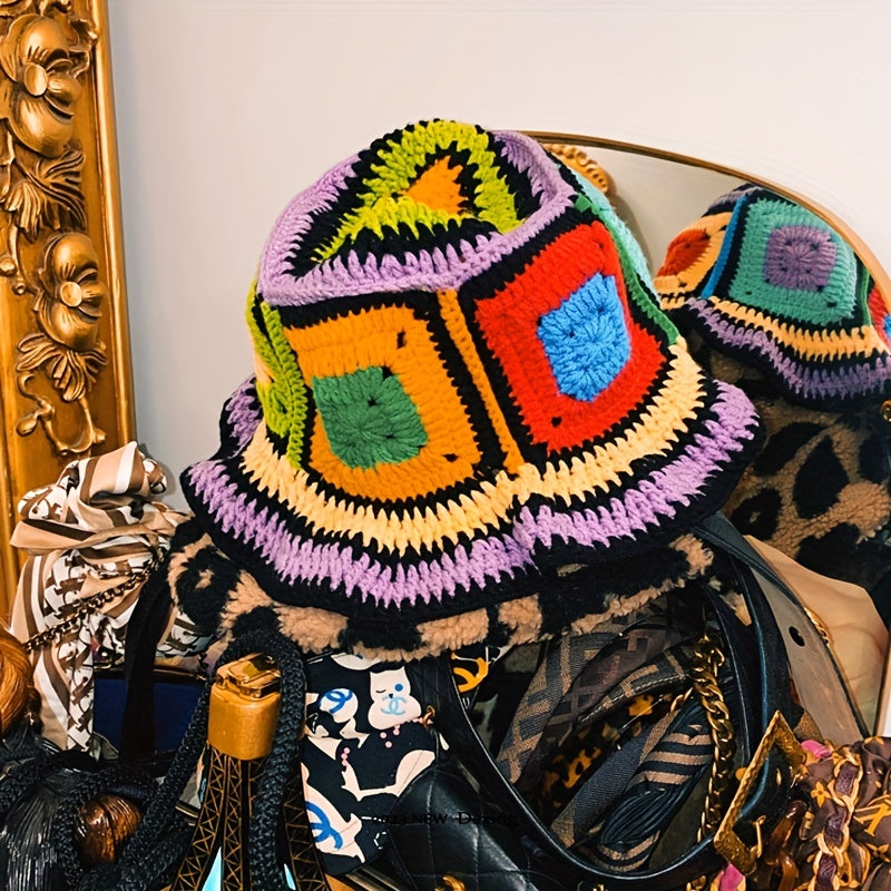 Women's Crochet Bucket Hats Y2K Knitted Cloche Hat