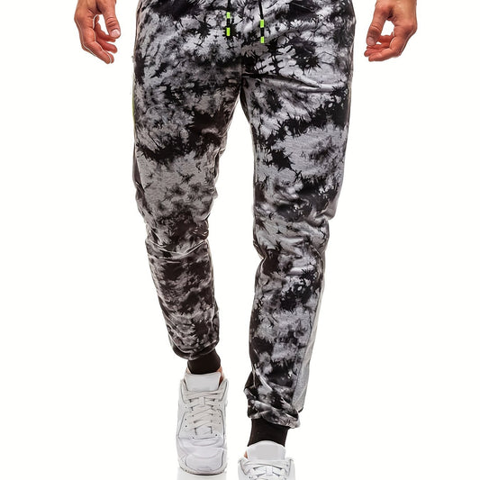 Men's Tie Dye Print Joggers Stretch Drawstring Pants