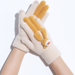 Bear Decor Cold Weather Touchscreen Gloves For Women