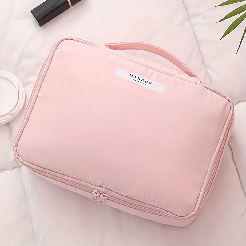 Travel Cosmetic Bag with Makeup Brush Holder Waterproof Portable Toiletry Case