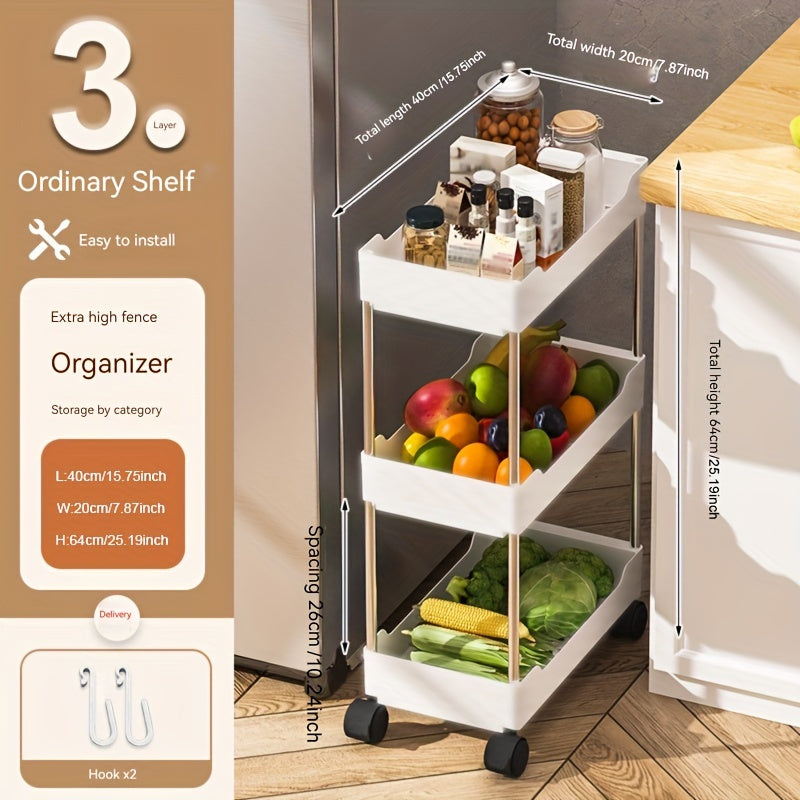 Kitchen Crevice Storage Rack Pull-Out Mobile Cart On Floor Bathroom Storage
