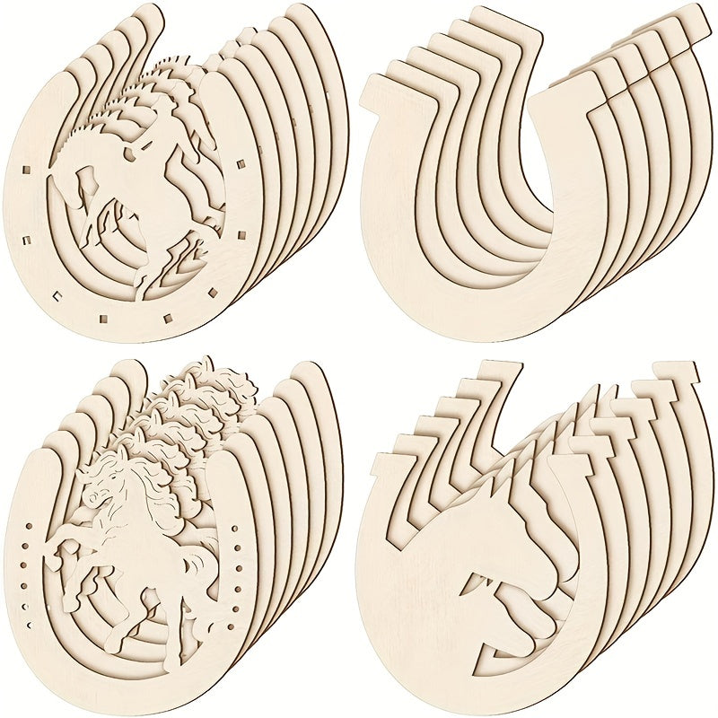 24pcs Western Horseshoes Cutouts for Crafts DIY Christmas Cowboy Decor