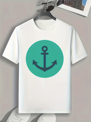 Anchor Print Men's Graphic T shirt for Summer