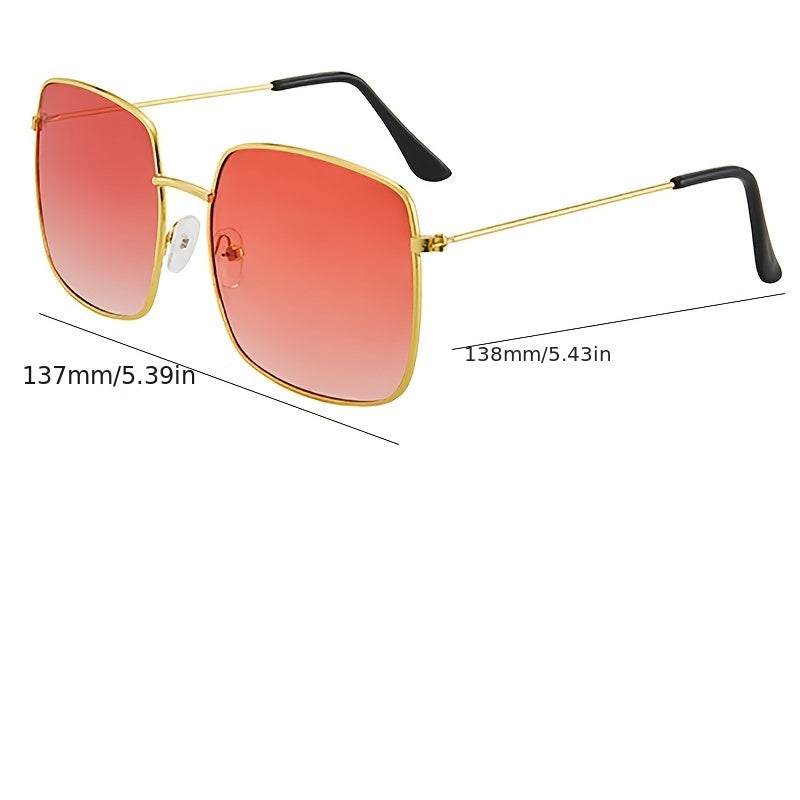 Y2K Ombre Lens Sunglasses Square Metal Glasses UV400
