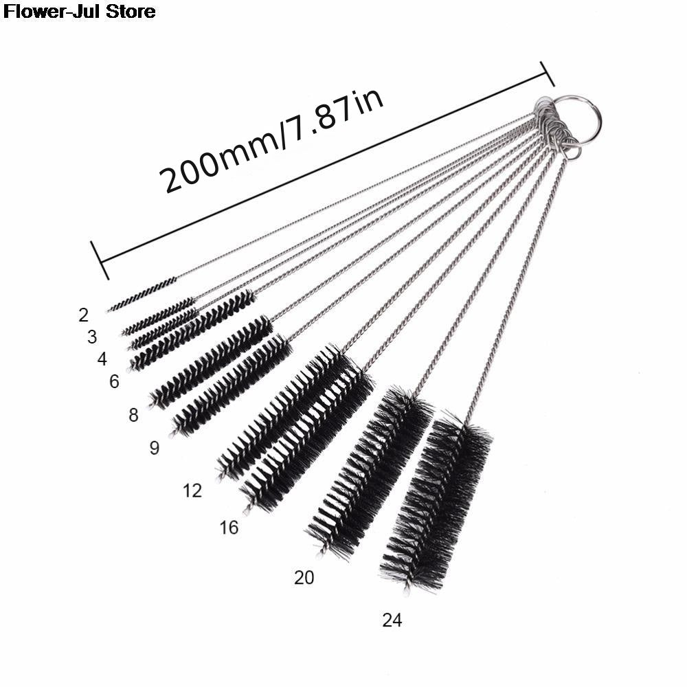 10pcs Stainless Steel Test Tube Cleaning Brushes Set