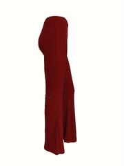 Women's Ribbed High Rise Flared Leg Trousers